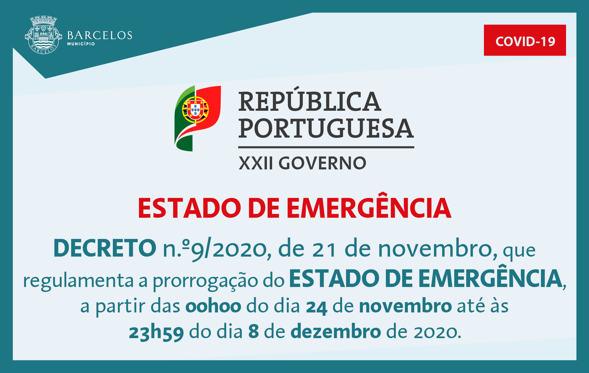 Decreto n.º9/2020, de 21 de novembro, que regulamenta a prorrogação do Estado de Emergência
