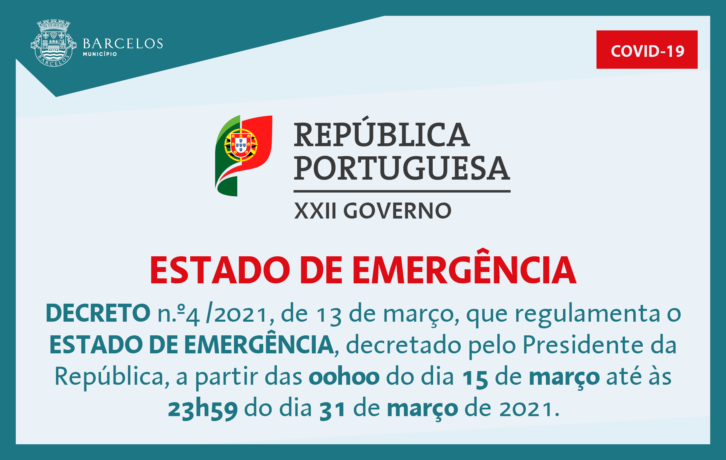 Decreto n.º4/2021, de 13 de março, que regulamenta o Estado de Emergência